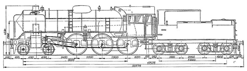 Fig. 3. Algemeen plan van een sneltreinlocomotief