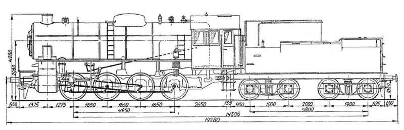 Fig. 4. Algemeen plan van een goederentreinlocomotief