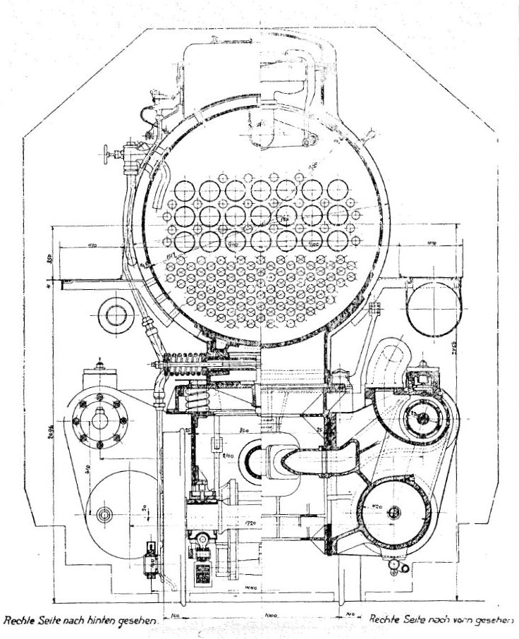 Afb. 3b. Locomotief. Dwarsdoorsnede 3.